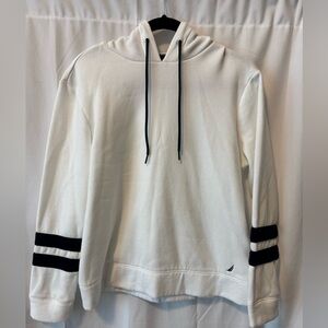 Nautica Sweatshirt Hoodie White Navy
Blue Stripes Size Small
